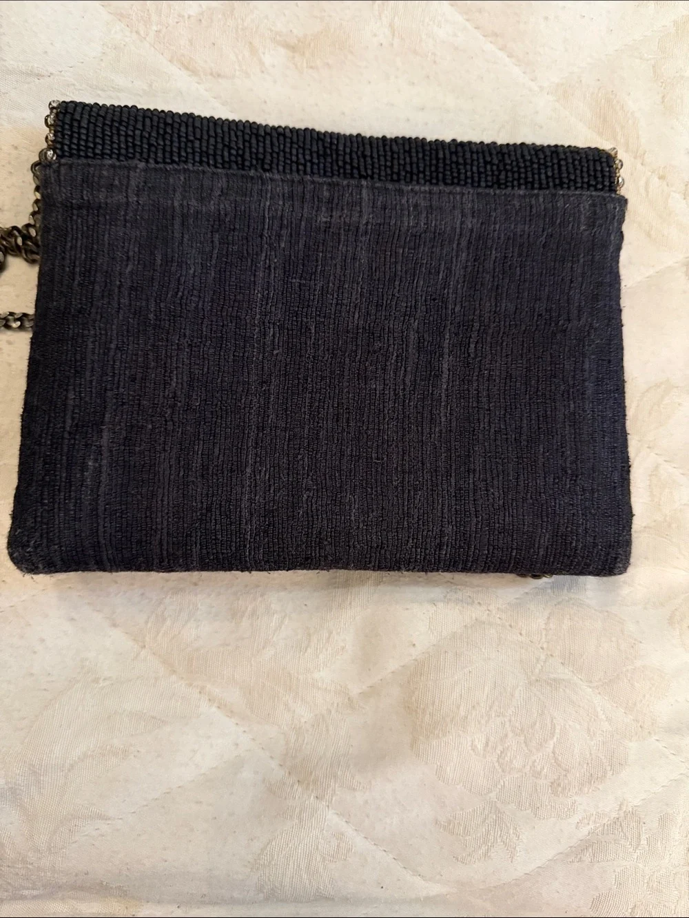 Mary Frances Beautiful Black Beaded Fleur-de-Lis Crossbody Bag